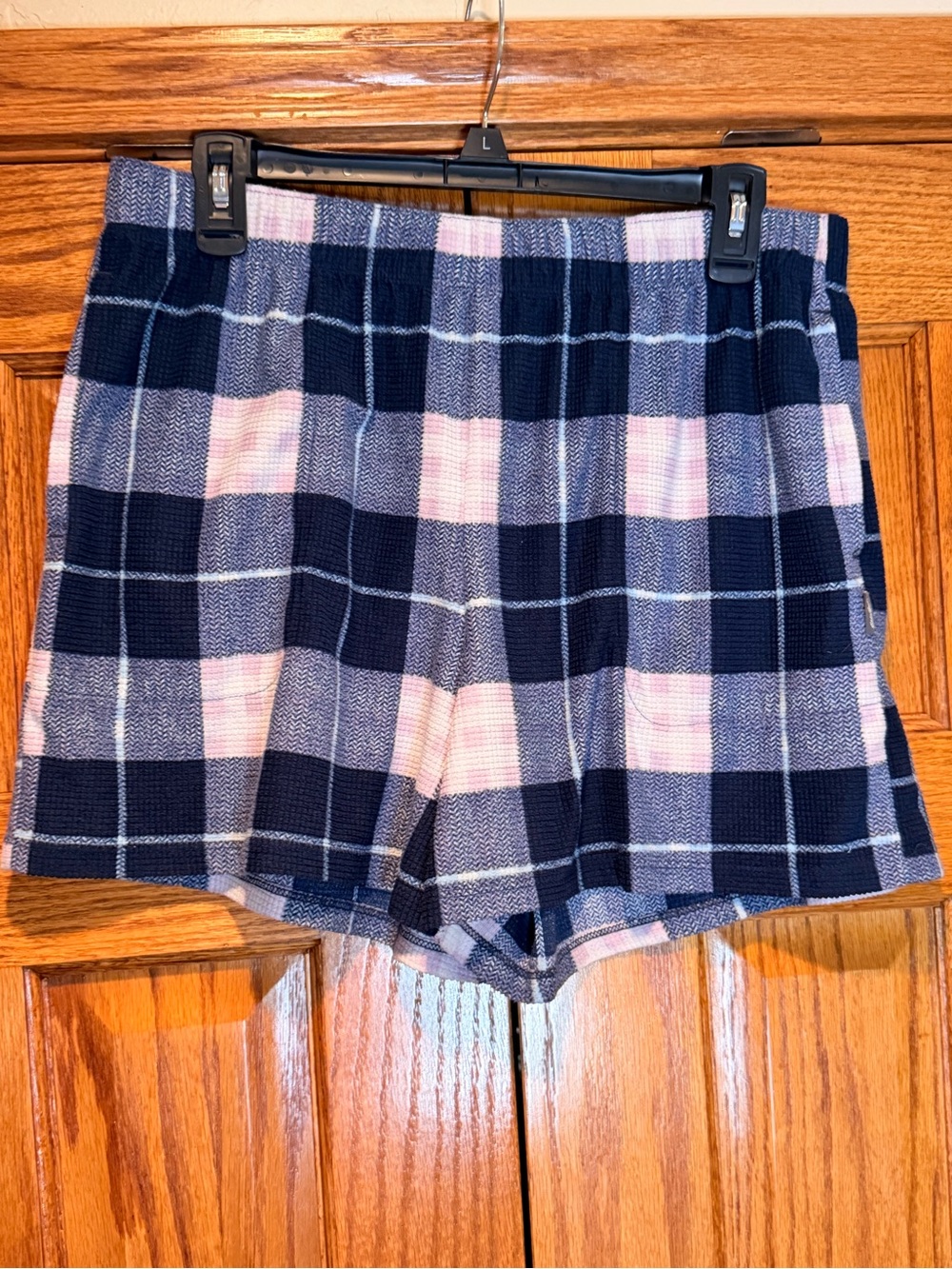 Eddie Bauer Navy and Pink Plaid Lounge Shorts
